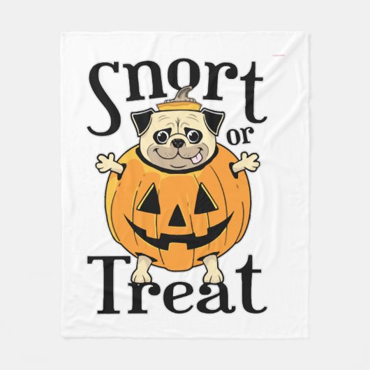 Halloween-Mops Fleecedecke (Vorderseite)