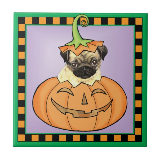 Halloween-Mops Fliese (Vorderseite)