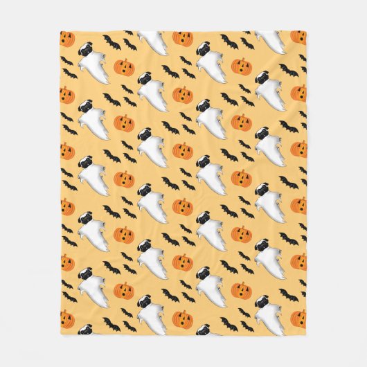 Halloween Mops Ghost Niedlich Pumpkin Bats Fleecedecke (Vorderseite)