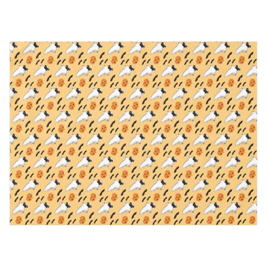 Halloween Mops Ghost Niedlich Pumpkin Bats Yellow  Tischdecke (Vorderseite (Horizontal))