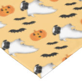 Halloween Mops Ghost Niedlich Pumpkin Bats Yellow  Tischdecke (Schrägansicht)