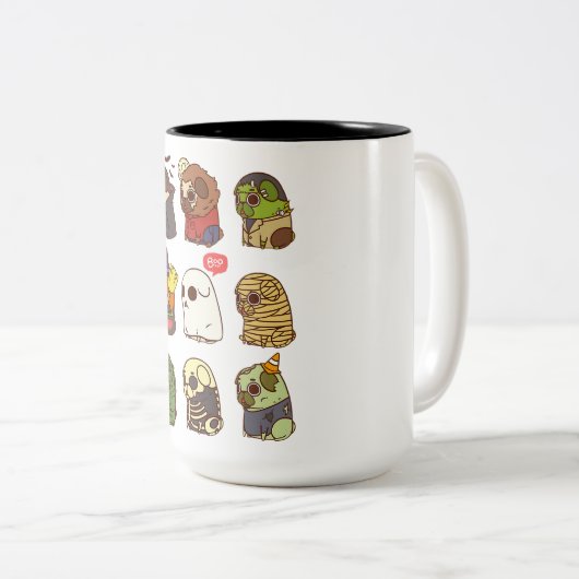 Halloween Mops Horror Kostüme Geschenkideen Zweifarbige Tasse (VorderseiteRechts)