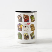 Halloween Mops Horror Kostüme Geschenkideen Zweifarbige Tasse (Mittel)