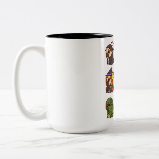 Halloween Mops Horror Kostüme Geschenkideen Zweifarbige Tasse (Links)