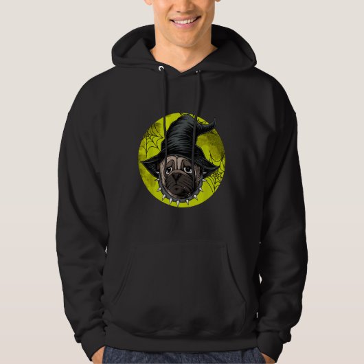 Halloween Mops Hund Liebhaber Pumpkin Grunge Jack Hoodie (Vorderseite)