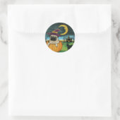 Halloween-Mops-Hundeschleber Runder Aufkleber (Tasche)