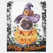 Halloween Mops in Jackolantern glückliches Hallowe Fleecedecke (Vorderseite)