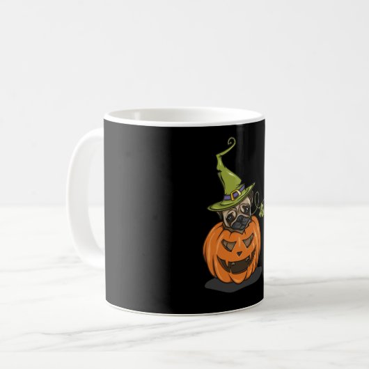 Halloween-Mops Kaffeetasse (Vorderseite Links)