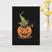 Halloween-Mops Karte (Gelbe Blume)
