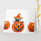 Halloween-Mops Karte (Gelbe Blume)