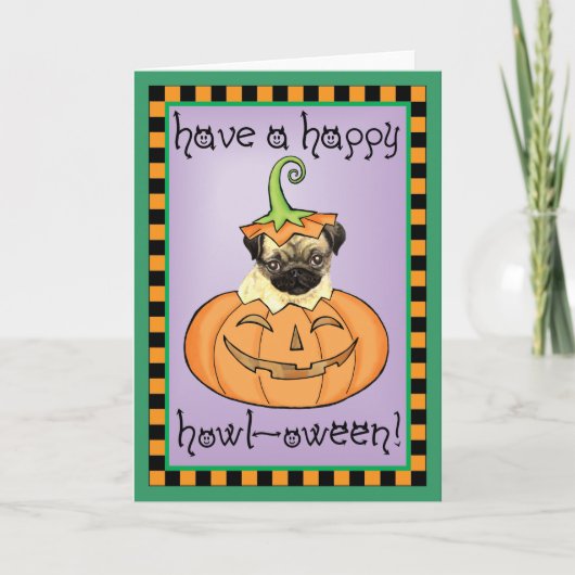 Halloween-Mops Karte (Vorderseite)