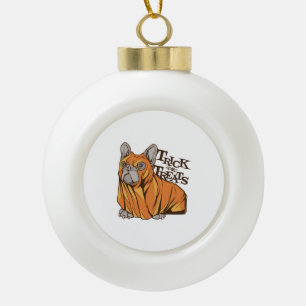 Halloween Mops Keramik Kugel-Ornament