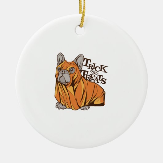 Halloween-Mops Keramik Ornament (Vorne)