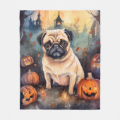 Halloween-Mops mit Pumpkins Beängstigend Fleecedecke (Vorderseite)