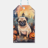 Halloween-Mops mit Pumpkins Beängstigend Geschenkanhänger (Rückseite)