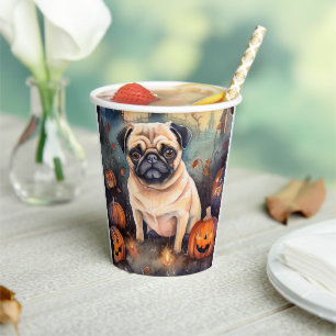 Halloween-Mops mit Pumpkins Beängstigend Pappbecher