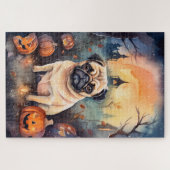 Halloween-Mops mit Pumpkins Beängstigend Puzzle (Horizontal)