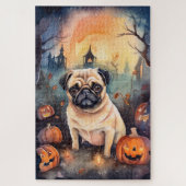 Halloween-Mops mit Pumpkins Beängstigend Puzzle (Vertikal)