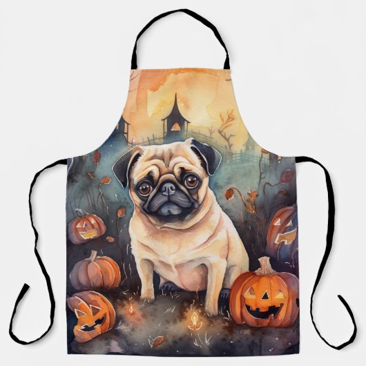 Halloween-Mops mit Pumpkins Beängstigend Schürze (Vorderseite)