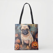 Halloween-Mops mit Pumpkins Beängstigend Tasche (Vorderseite)