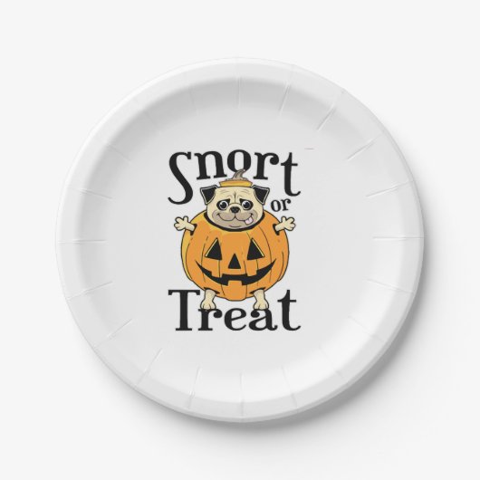 Halloween-Mops Pappteller (Vorderseite)