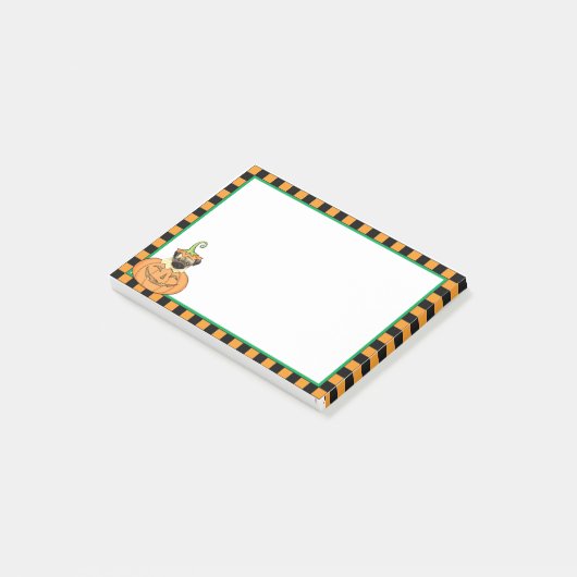 Halloween-Mops Post-it Klebezettel (angewinkelt)