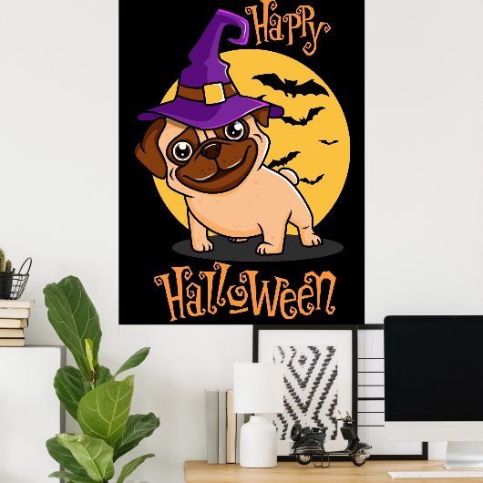 Halloween-Mops-Poster Poster (Heimbüro)