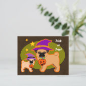 Halloween-Mops Postkarte (Stehend Vorderseite)