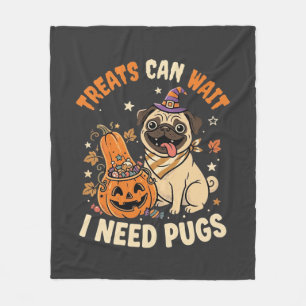 Halloween-Mops-Pumpkin-Leckereien Fleecedecke