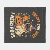 Halloween-Mops-Pumpkin-Leckereien Fleecedecke (Vorderseite (Horizontal))