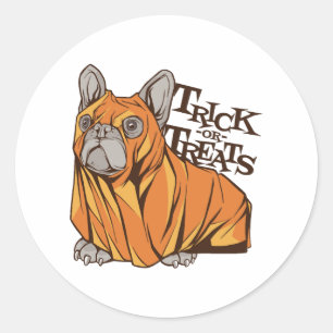 Halloween Mops Runder Aufkleber