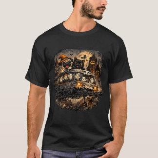 Halloween-Mops & schwarze Katze auf der gespenstis T-Shirt