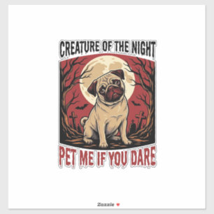 Halloween-Mops-Shirt mit spookigem Friedhof Vintag Aufkleber
