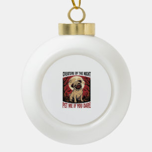 Halloween-Mops-Shirt mit spookigem Friedhof Vintag Keramik Kugel-Ornament