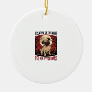 Halloween-Mops-Shirt mit spookigem Friedhof Vintag Keramik Ornament