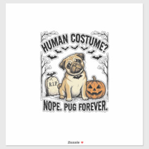 Halloween-Mops-Shirt Vintage Lustiger Hundekostüm- Aufkleber