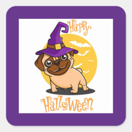 Halloween Mops Square Stickers