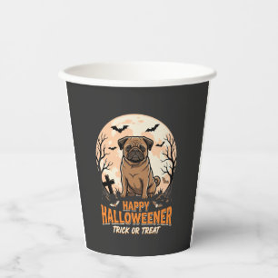 Halloween-Mops-Trick-or-Treat-Mond Pappbecher