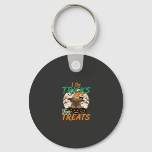 Halloween-Mops-Tricks für Treats Hexe Schlüsselanhänger