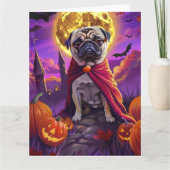 Halloween Mops Vampir Kürbisse Gruselig Karte (Vorderseite)