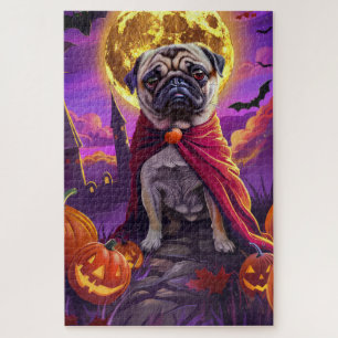 Halloween Mops Vampire Pumpkins Beängstigend Puzzle