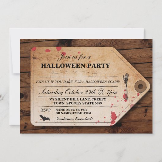 Halloween Morgue Toe Tag Ticket Fun Party Invite Einladung (Vorderseite)
