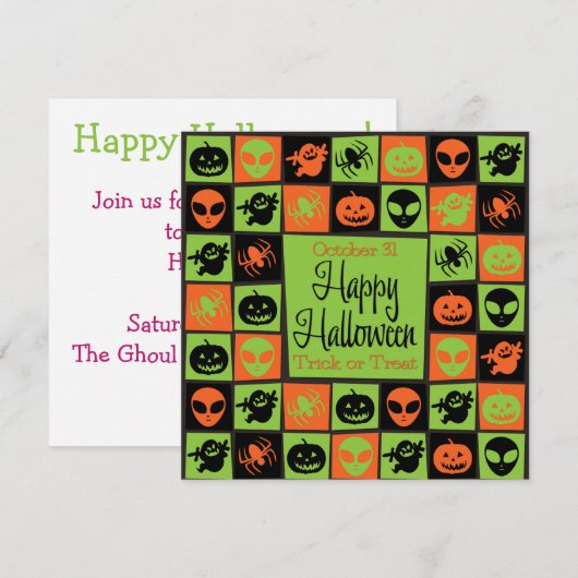 Halloween-Mosaik Einladung (Vorne/Hinten)