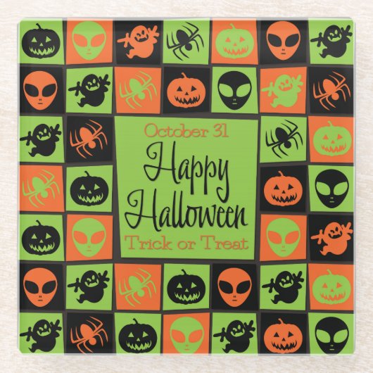Halloween-Mosaik Glasuntersetzer (Vorderseite)