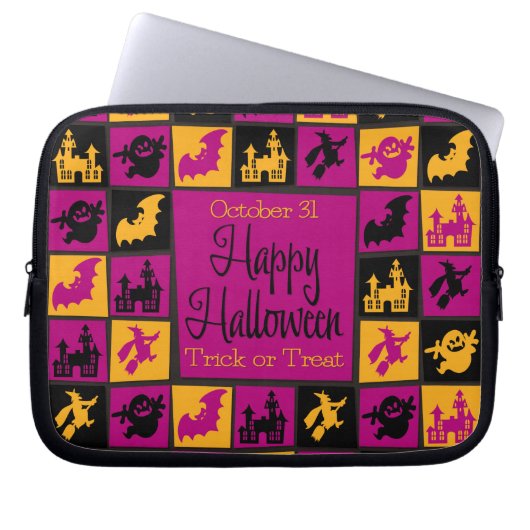 Halloween-Mosaik Laptopschutzhülle (Vorderseite)