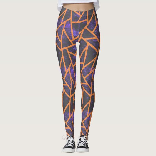Halloween-Mosaik patttern Leggings (Vorderseite)