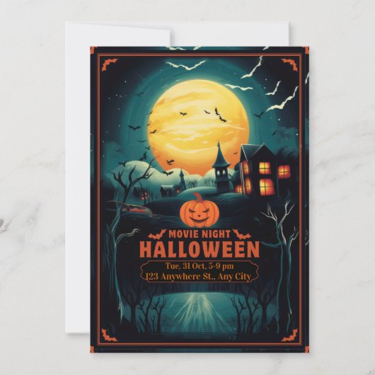Halloween Movie Night Poster Save The Date (Vorderseite)