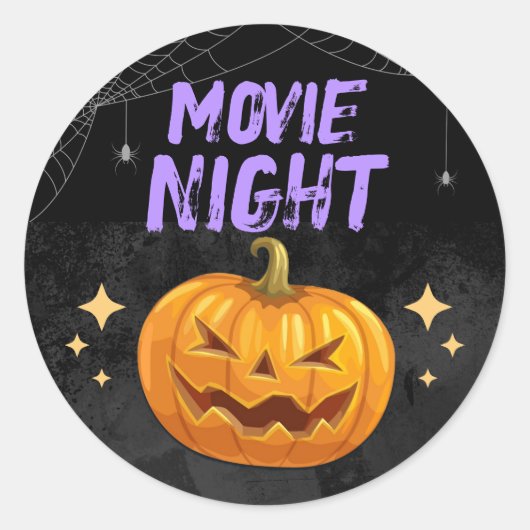 Halloween Movie Night Runder Aufkleber (Vorderseite)