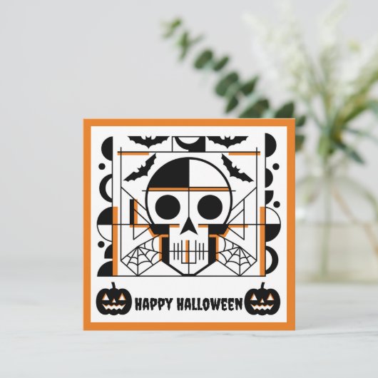 Halloween-Möwe, Fledermäuse, Spinnennetze Einladung (Stehend Vorderseite)