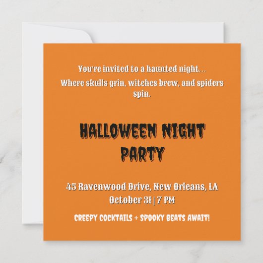 Halloween-Möwe, Fledermäuse, Spinnennetze Einladung (Rückseite)